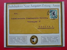 1925: J34 auf illustriertem Brief der "Aargauer Zeitung"