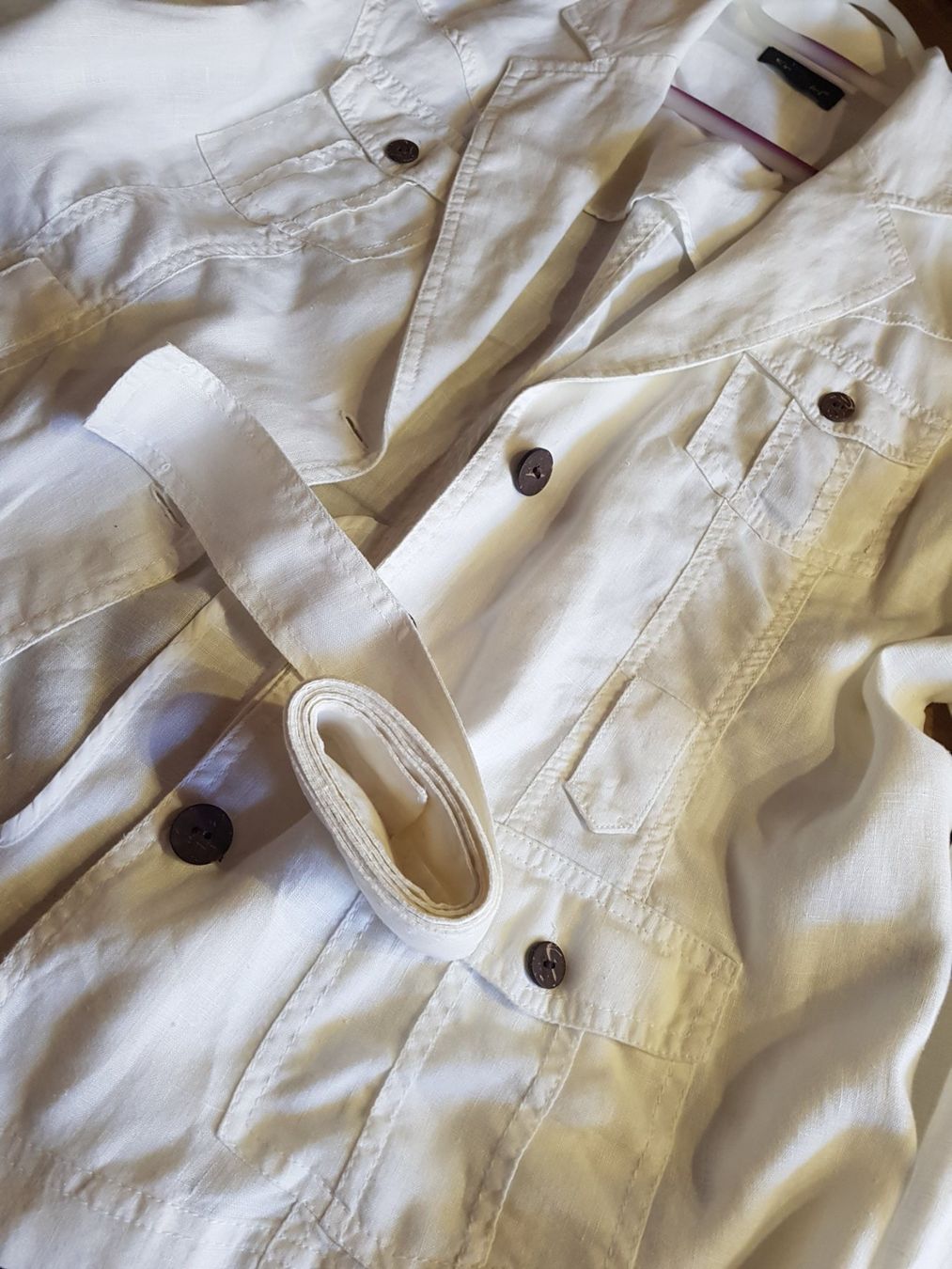 Manor Giacche: Leinenjacke Weiss mit Gürtel, Gr. 44 – Usato da Wettingen venduto da halloween01 4