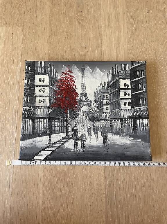 Foto & Immagini: Paris Gemälde schwarz/weiss mit rotem Baum als Eyecatcher – Usato da Zürich venduto da Camiro6