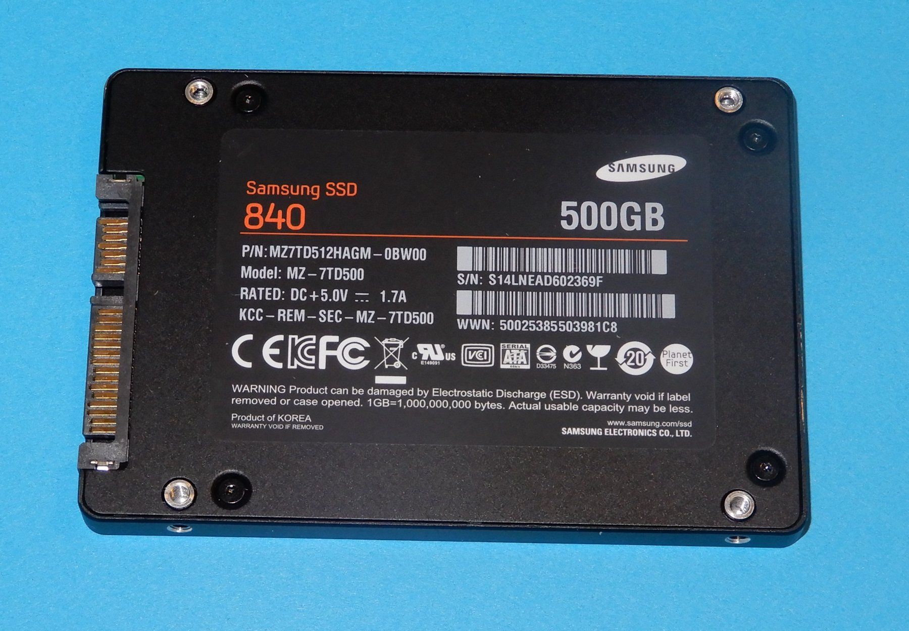 Samsung Dischi rigidi: Samsung SSD 840  500 GB – Usato da Bern venduto da compischop