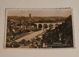 Antike Ansichtskarte Fribourg + Zaehringen Brücke