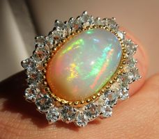NEU: Opal Blautopas Ring  Äthiopien AAA Qualität