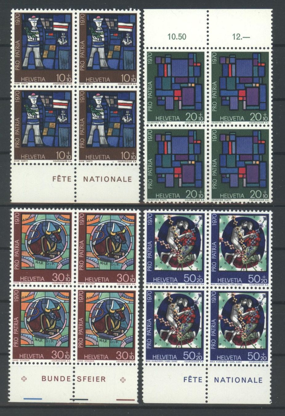 Tutti i francobolli: 1970, Pro Patria, Viererblöcke ** – Usato da Willisau venduto da Vollstempel