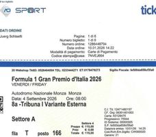 2 Tickets Formula 1 Monza am 4.9.2026 Freitag NP115/Ticket