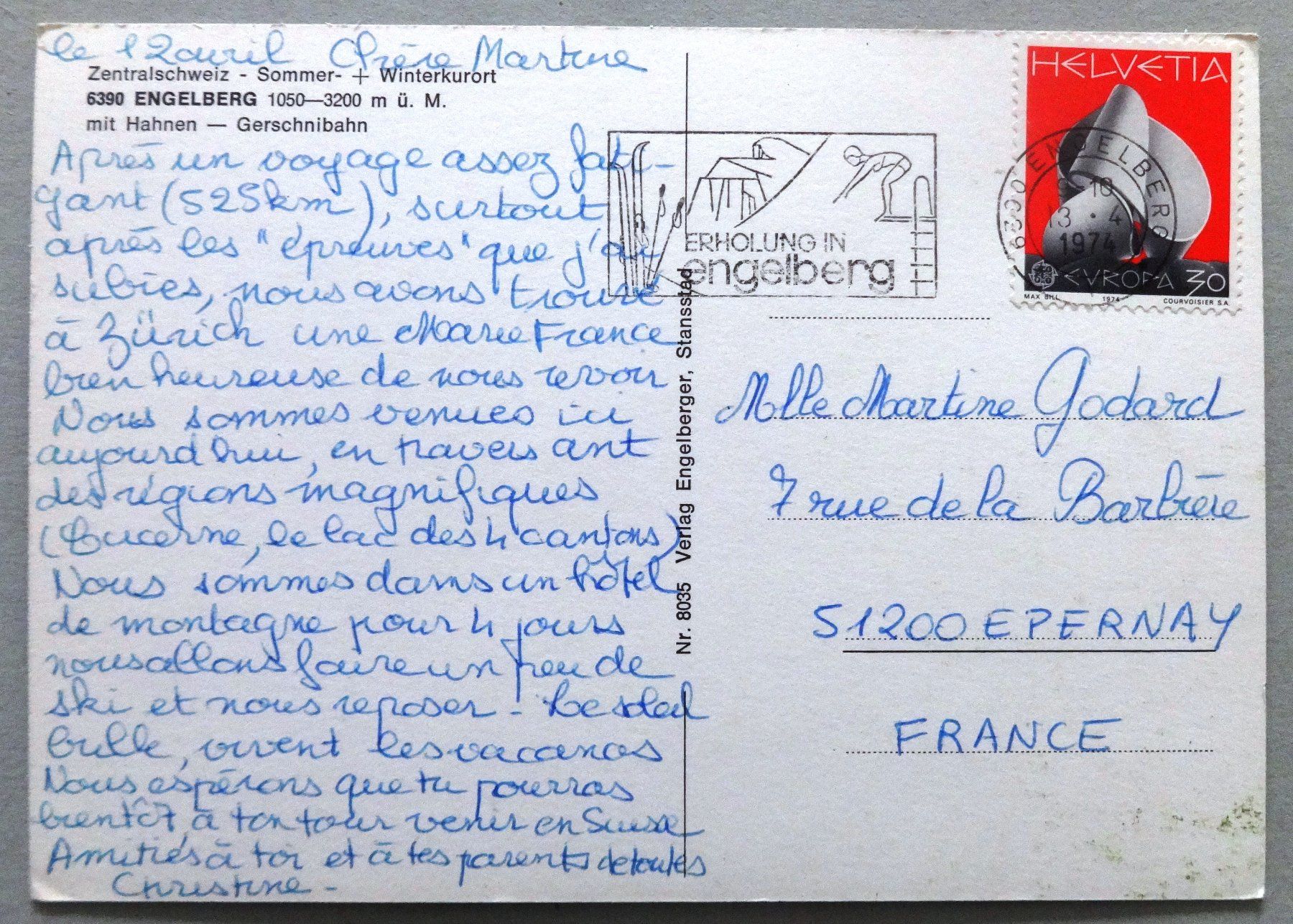 Cartoline postali: Engelberg 1050-3200 m ü.M. – Usato da Fétigny venduto da Billy2miny 1
