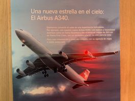 Poster Swiss A340 HB-JMA, Erstflug A340 für Swiss