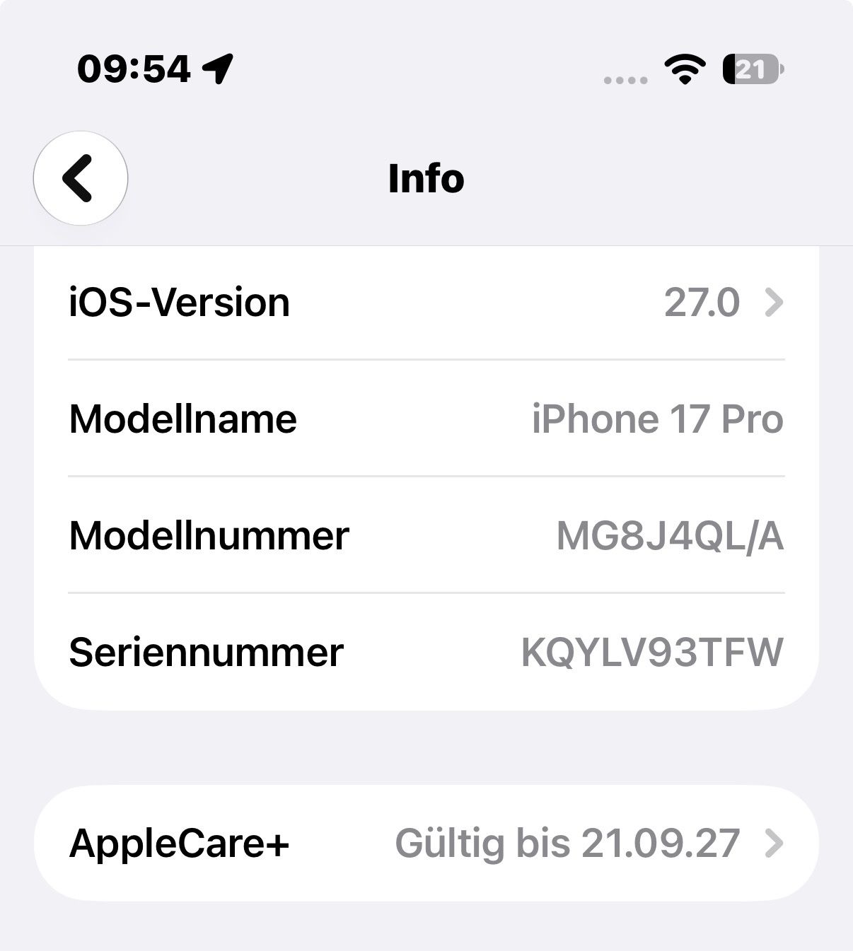 Apple Telefoni cellulari / Smartphones: iPhone 17pro inkl. AppleCare+ – Usato da Hochwald venduto da mik_v8z2 6