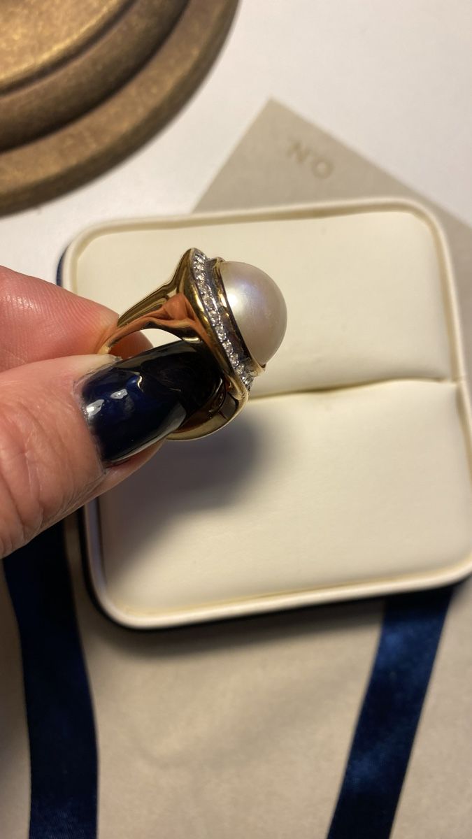 Anelli: Schmück Ring mit Kunst Perle – Nuovo (secondo la descrizione) da Rorschach venduto da lvi_p29s 3