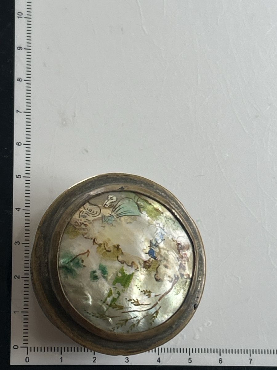 Zuccheriere: Dose mit Deckel, Muscheleinlage, gemalt,(S24) – Usato da Neuenhof venduto da bro_9zsg 4