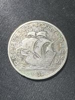 Portugal 5 Escudos 1932 Silbermünze Schiff guter Zustand