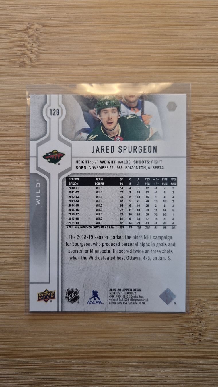 NHL Carte collezionabili: NHL Jared Spurgeon Minnesota Wild – Usato da Bellach venduto da paedu-1980 1