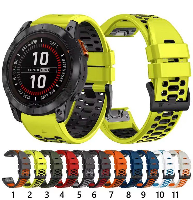 Garmin Smartwatch: Armband Bracelet Silikon Sport V8 für Garmin Fenix 5 6 7 8 – Neu und originalverpackt aus Lausanne von WATCH-WORLD