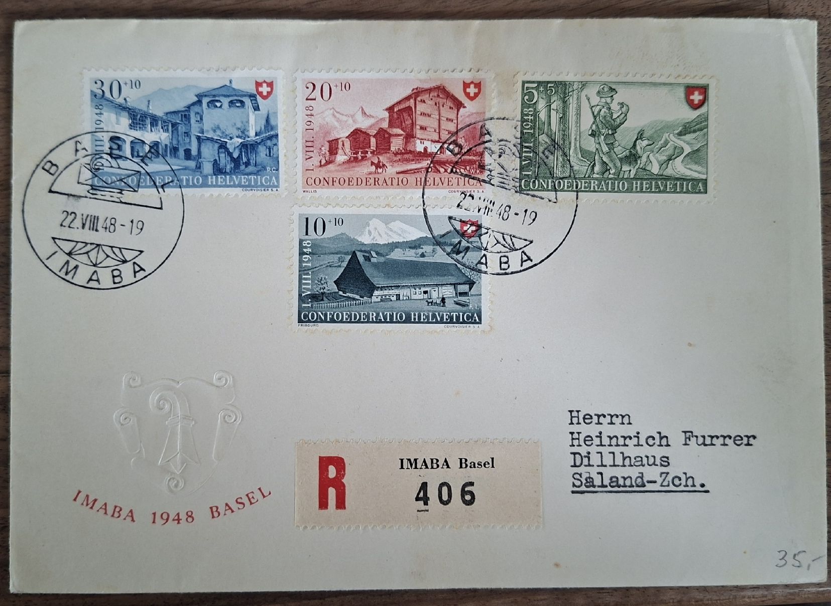 Tutti i francobolli: Pro Patria 1948 / Imaba / Brief / Vign. – Usato da Balgach venduto da SIMEON27