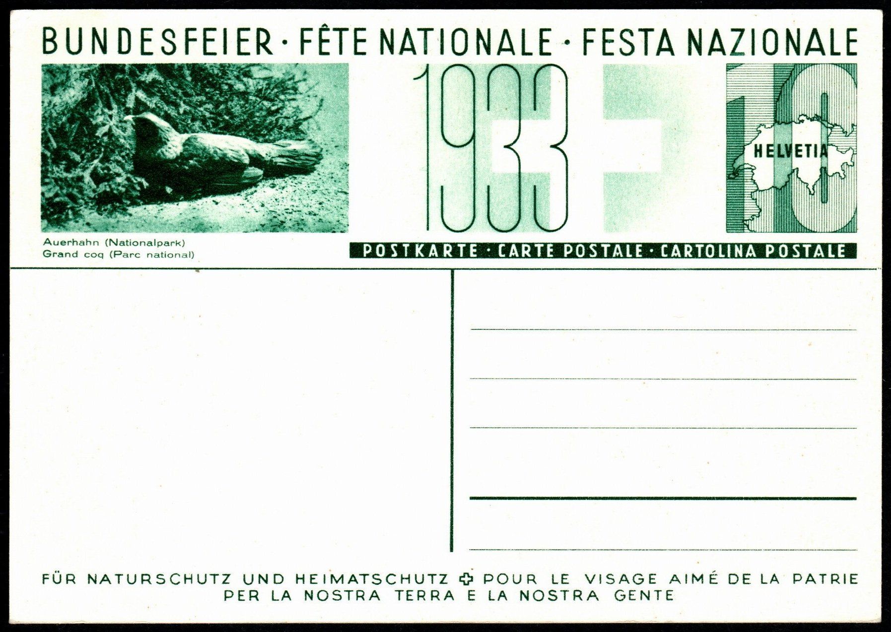 Tutti i francobolli: BFK 1933 Walliserin mit Bild Auerhahn 57c ** SBK 100.- – Nuovo e nell'imballaggio originale da Zürich venduto da Alain-Phila