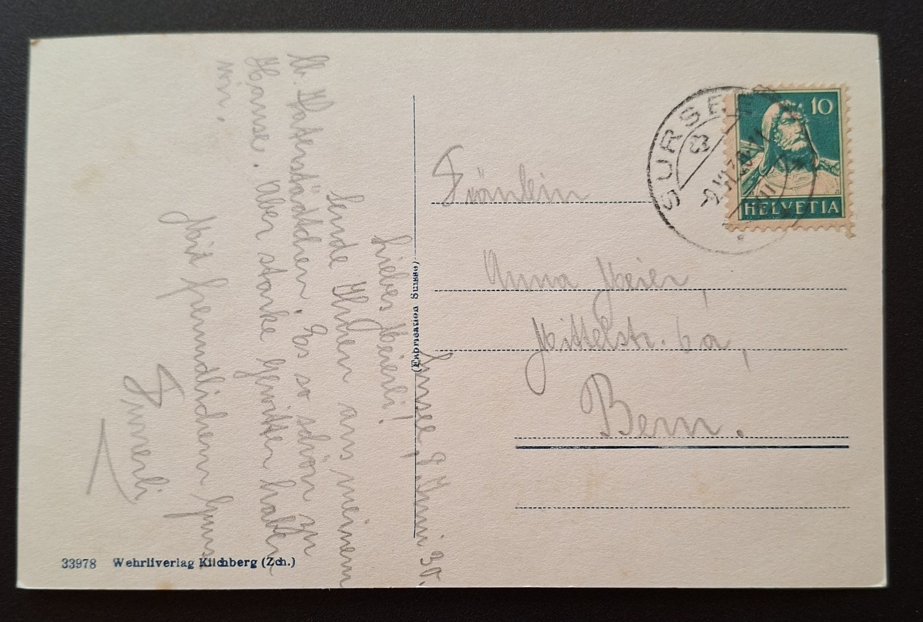 Cartoline postali: Ansichtskarte Sursee Rathaus u. Kirche 1930 – Usato da Siebnen venduto da Leissav 1