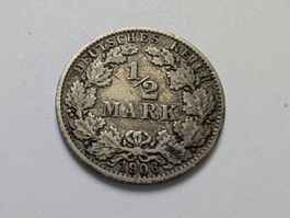 🇩🇪 1/2 Mark 1906 G (rarer) - *** Silver 2.78g .900