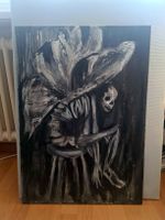 Gemälde Skelett mit Flügeln schwarz weiss Unikat Acryl