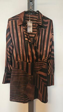 MNG / Mango Kleid, braun-schwarz gemustert, Gr. M – neu