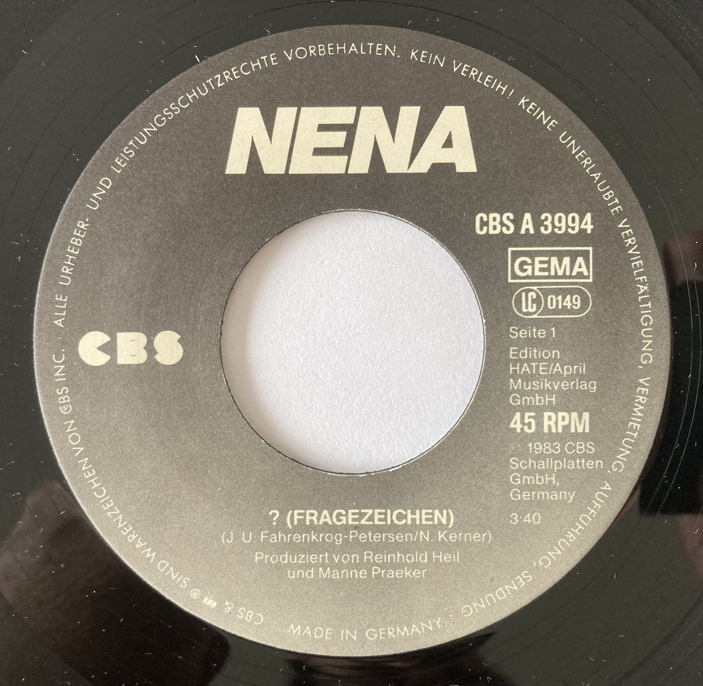 Schallplatten: NENA - ? (FRAGEZEICHEN) – Gebraucht aus Bottens von hotter-than-hell 2