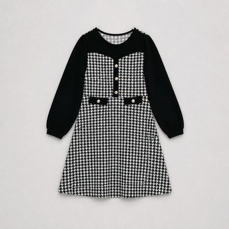 Elegantes Hahnentritt Kleid Schwarz-Weiss Gr. M NEU