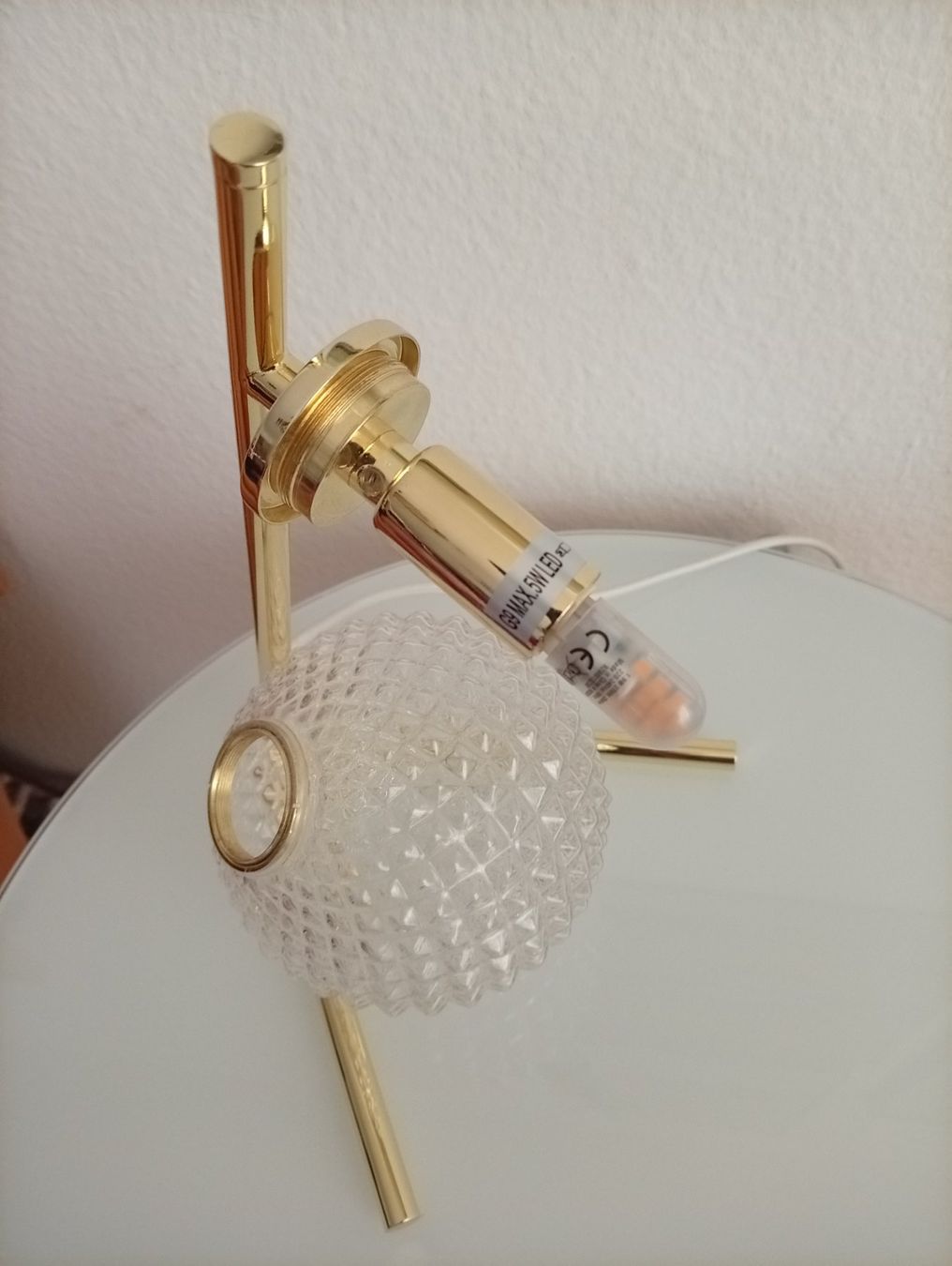 Lampade: Sehr schöne, elegante Tischlampe mit Glaskugel – Usato da Luzern venduto da Seri4 7