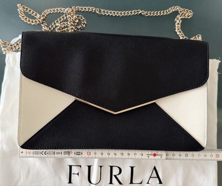 Furla Leder Umhängetasche / Clutch Schwarz-Creme