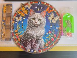 DIAMOND PAINTING FENSTER BILD KATZE