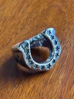 Horseshoe Ring with Star Accents Size 9