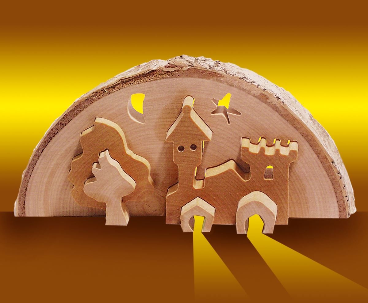 Cadenas: Holzscheibe 3D Cut Schloss mit Teelicht – Neuf avec emballage d'origine à Wettingen par Swala 4