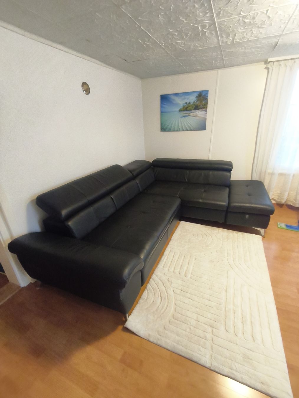 Sofas: Ledersofa mit Halbinsel-Schlaffunktion im Angebot – D'occasion à Gossau SG par cos_z72k 3