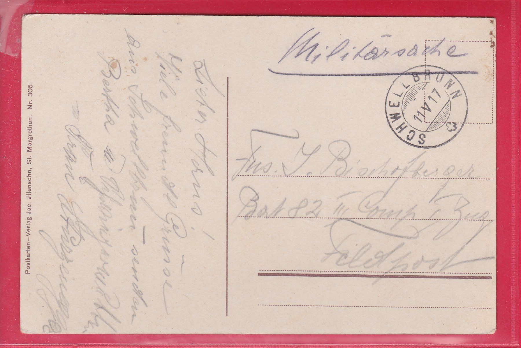 Cartoline postali: SCHWELLBRUN, 11.5.1917, FELDPOST – Usato da Oberrieden venduto da Gebirgsstelze 1