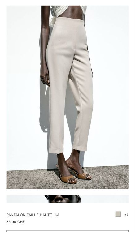 Pantalon Taille Haute Zara – Taille 38 – Coupe Slim Kaki – Viscose Élasticisée – Occasion Très Bon État