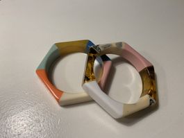 Hexagon Armreif Set 2 Stück Acryl , Bund