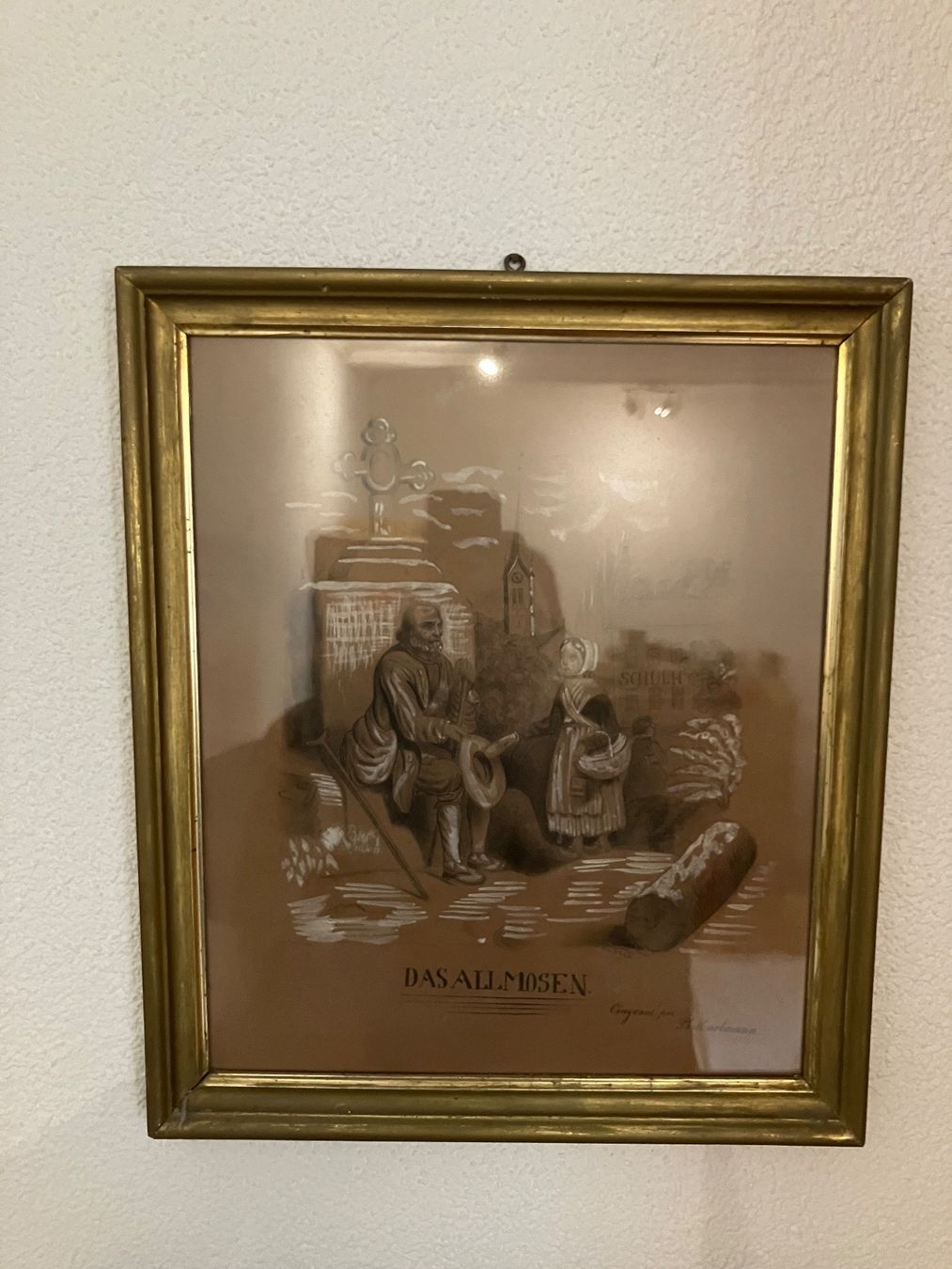Poster & Bilder: Antikes Bild "Das Almosen" gold gerahmt PH. Hartmann – Gebraucht aus Schlieren von mvm01 2