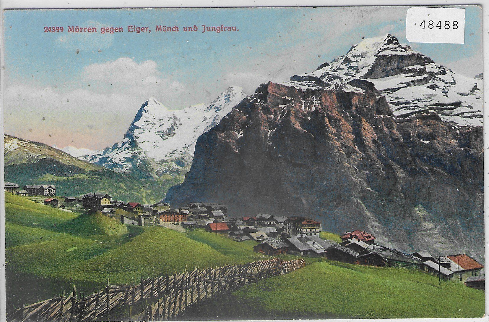 Cartoline postali: Mürren gegen Eiger, Mönch und Jungfrau - Litho – Usato da Ettingen venduto da Kartenplanet