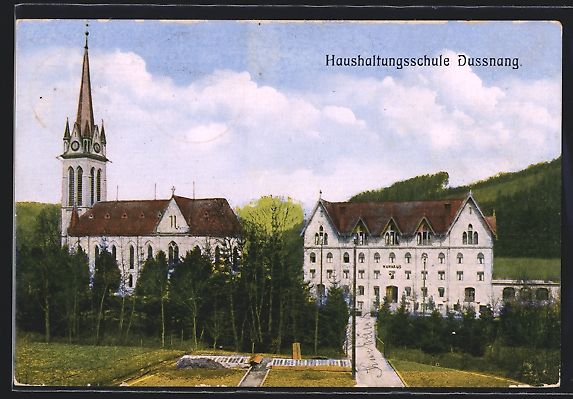 Cartoline postali: Dussnang, Kirche und Haushaltungsschule – Usato da Berlin venduto da bartko-reher