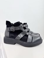 Damen Stiefeletten schwarz mit Riemen Grösse 39 neu
