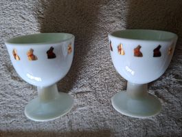 Lindt Eierbecher Set, Porzellan, Goldhasendecor für Sammler