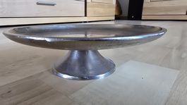 Servierplatte silberfarben Metall