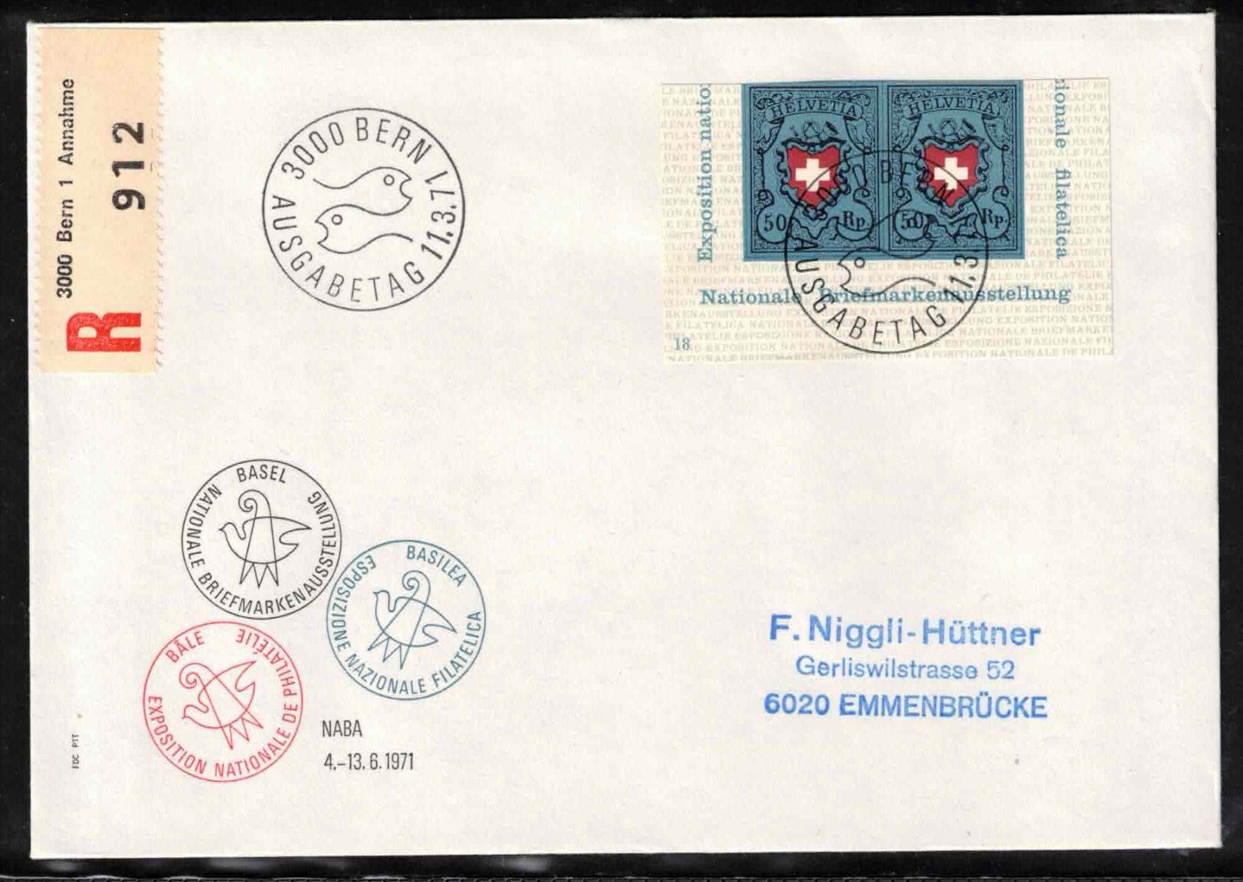 Tutti i francobolli: 1971, NABA Blockausschnitte W44 auf FDC – Nuovo (secondo la descrizione) da Nuglar venduto da Stamp88