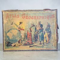 Puzzle ancien en bois Atlas Géographique Ancien 1890/1910