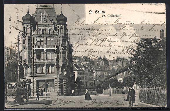 Ansichtskarten: St. Gallen, St. Gallerhof mit Strassenba – Gebraucht aus Berlin von bartko-reher