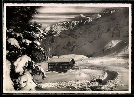 AK Schwägalp, Passhöhe mit Gebäude und verschneiter Bergland