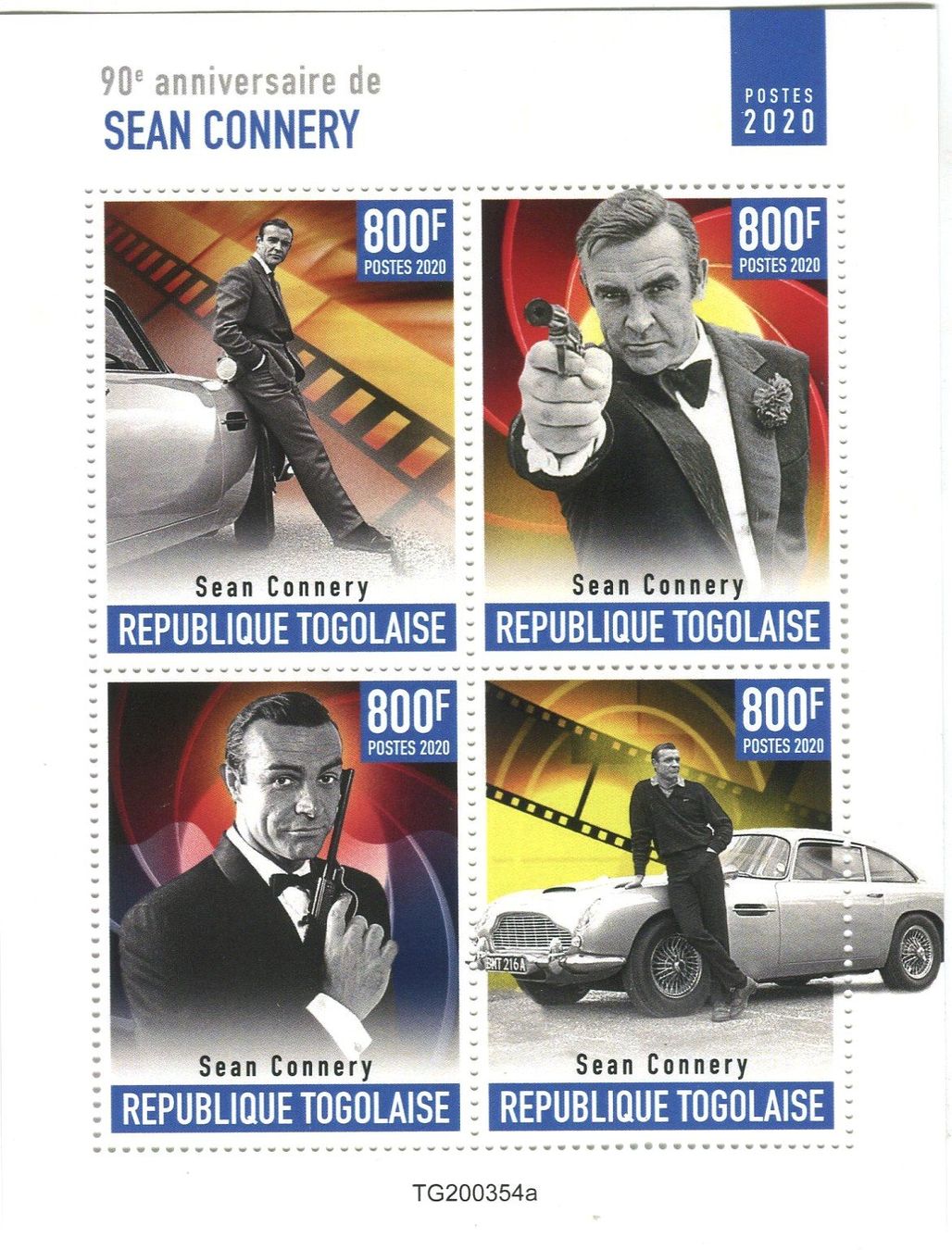 Alle Briefmarken: Block "James Bond. Sean Connery". Togo – Neu und originalverpackt aus Basel von Butsch5