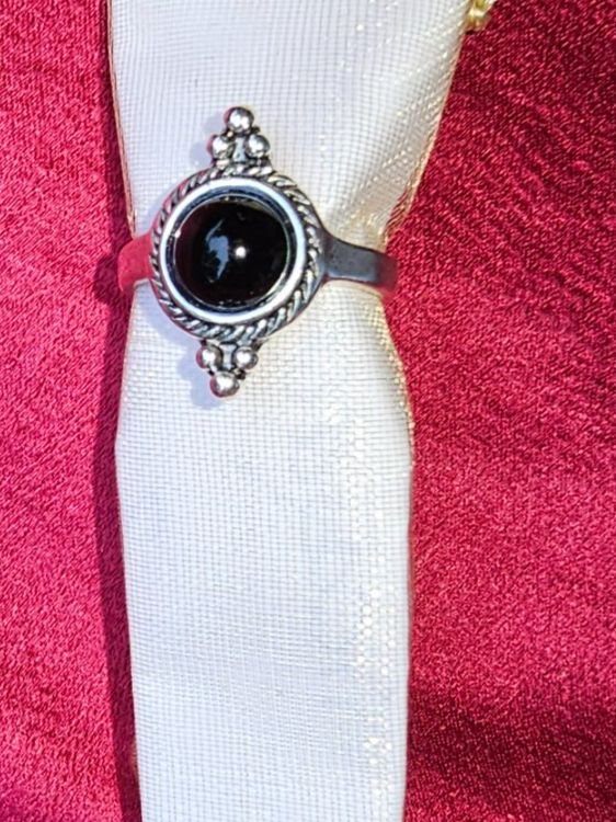 Anelli: Schwarzer Onyx Damen Ring Boho Modeschmuck Gr. 18 – Usato da Münchenbuchsee venduto da babilibern 1