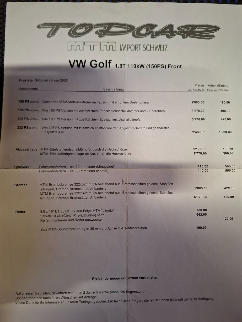 VW Alle Autoersatzteile: VW GOLF 1.8T 20V – Gebraucht aus Uttigen von fourstrokeforce 3