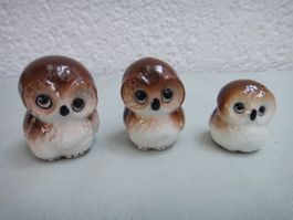 Uhu-Familie, 3-teilig, aus Porzellan