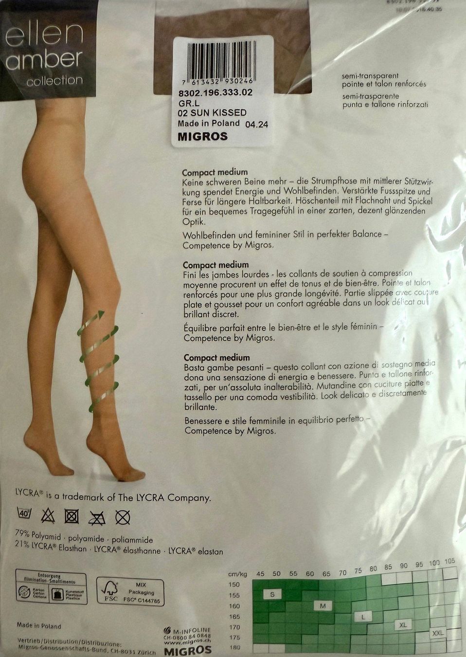 Ellen Amber Strümpfe & Strumpfhosen: Strumpfhose ellen amber Compact medium – Neu und originalverpackt aus Menziken von ABA60 1