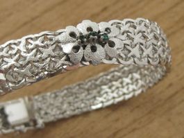 Vintage Armband Silber 800 lorales Design mit Smaragd
