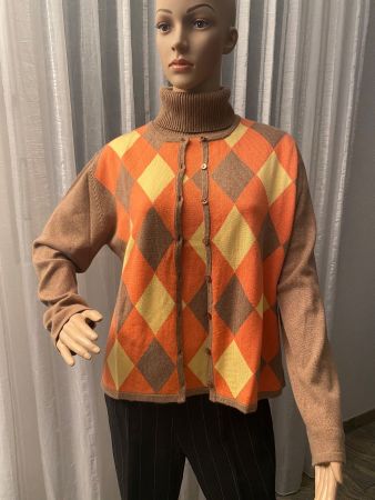 Extravagantes 55%-Seiden RHOMBEN Twin-Set, beige, Gr. XL